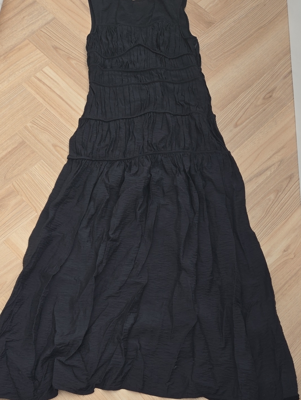 H&M Black Tiered SHEERED Maxi Dress - Women SMALL